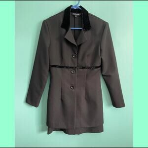 VINTAGE 1990s black button-up suit dress